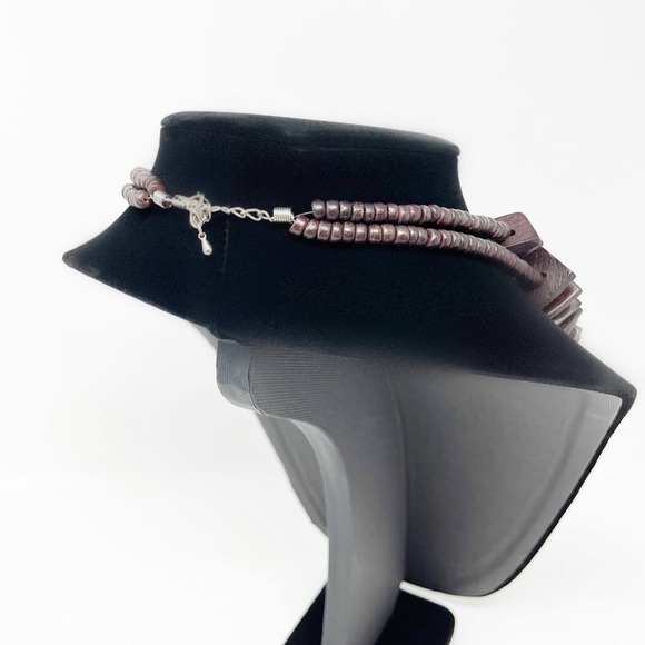 Vintage Ethnic Wooden Beaded Statement Necklace - Picture 2 of 4